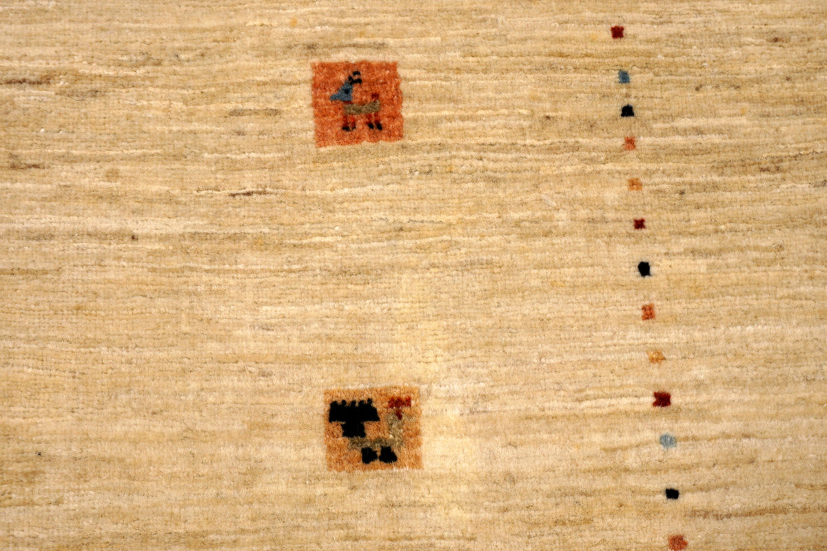 Gabbeh Loribaft Perserteppich - Beige mit Signatur