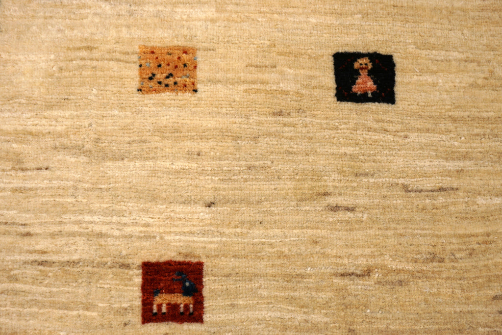 Gabbeh Loribaft Perserteppich - Beige mit Signatur