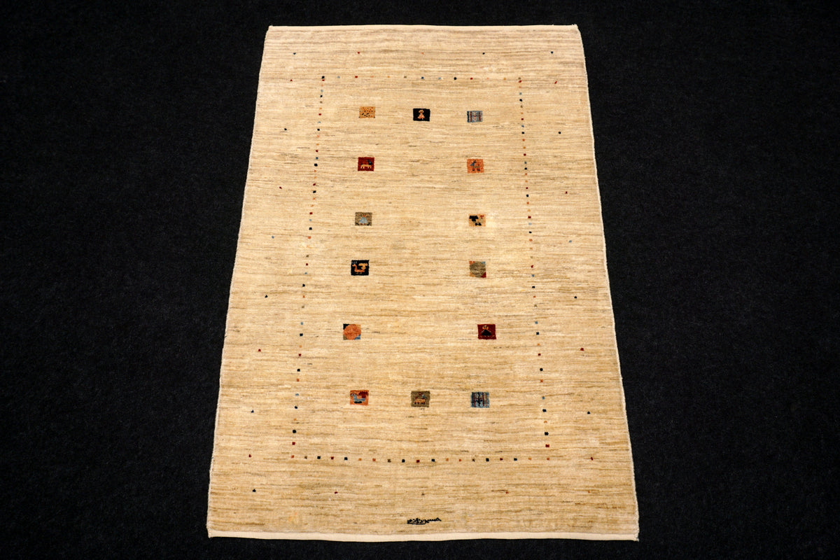 Gabbeh Loribaft Perserteppich - Beige mit Signatur