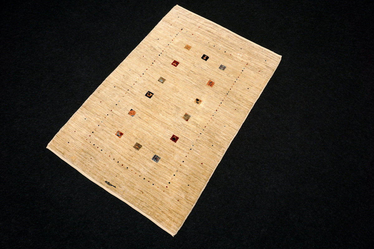 Gabbeh Loribaft Perserteppich - Beige mit Signatur