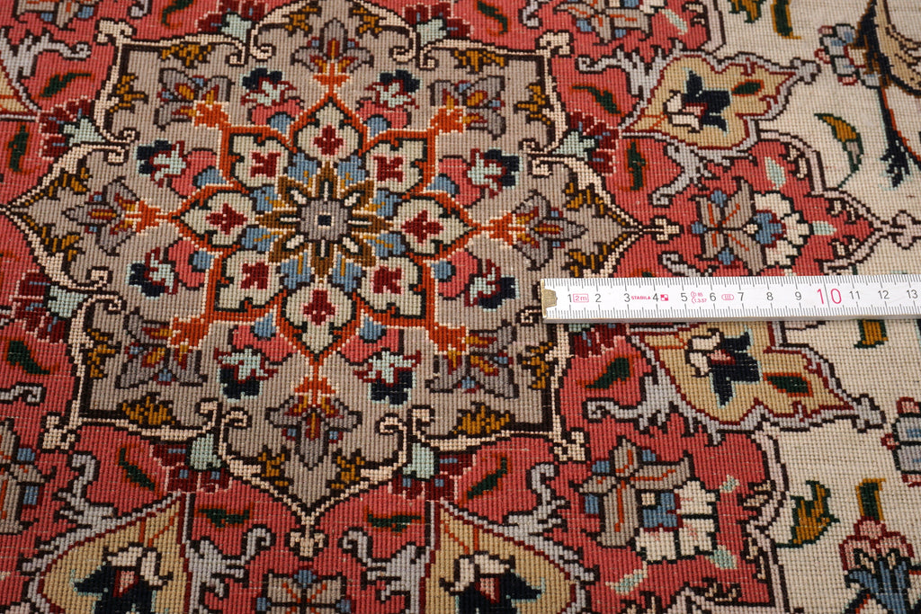 Täbriz Teppich 150 x 102 cm Seide Beige Perserteppich Handgeknüpft