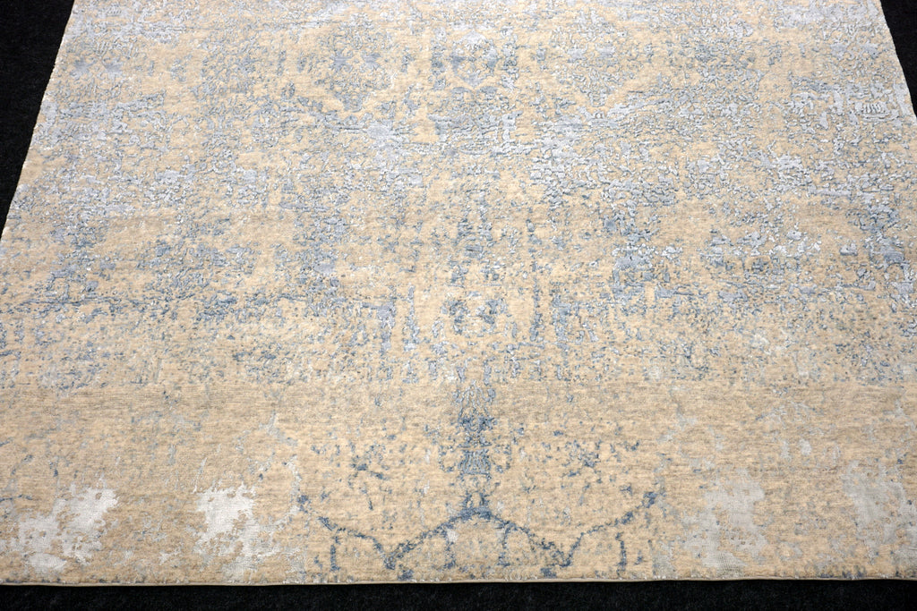 Designerteppich Seide Blau Vintage-Design