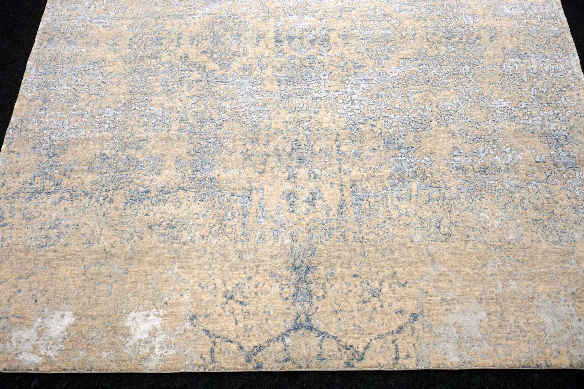 Designerteppich Seide Blau Vintage-Design