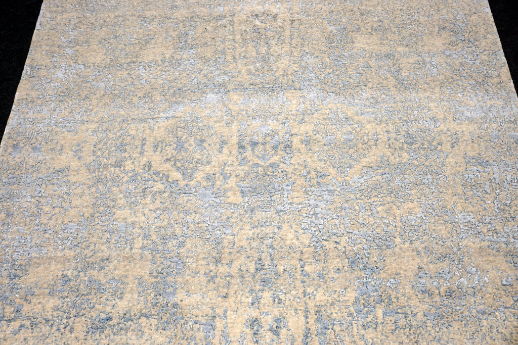 Designerteppich Seide Blau Vintage-Design