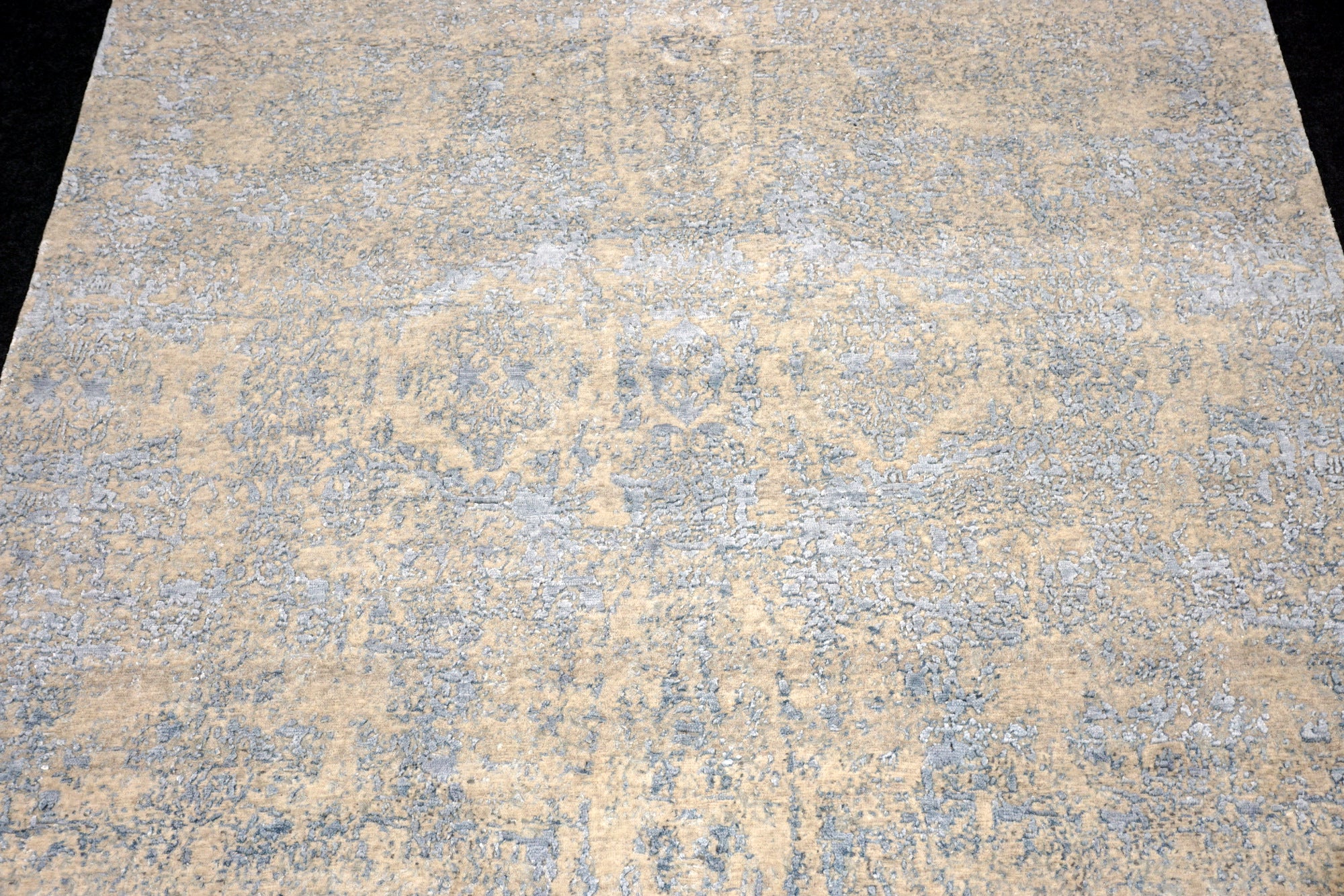 Designerteppich Seide Blau Vintage-Design