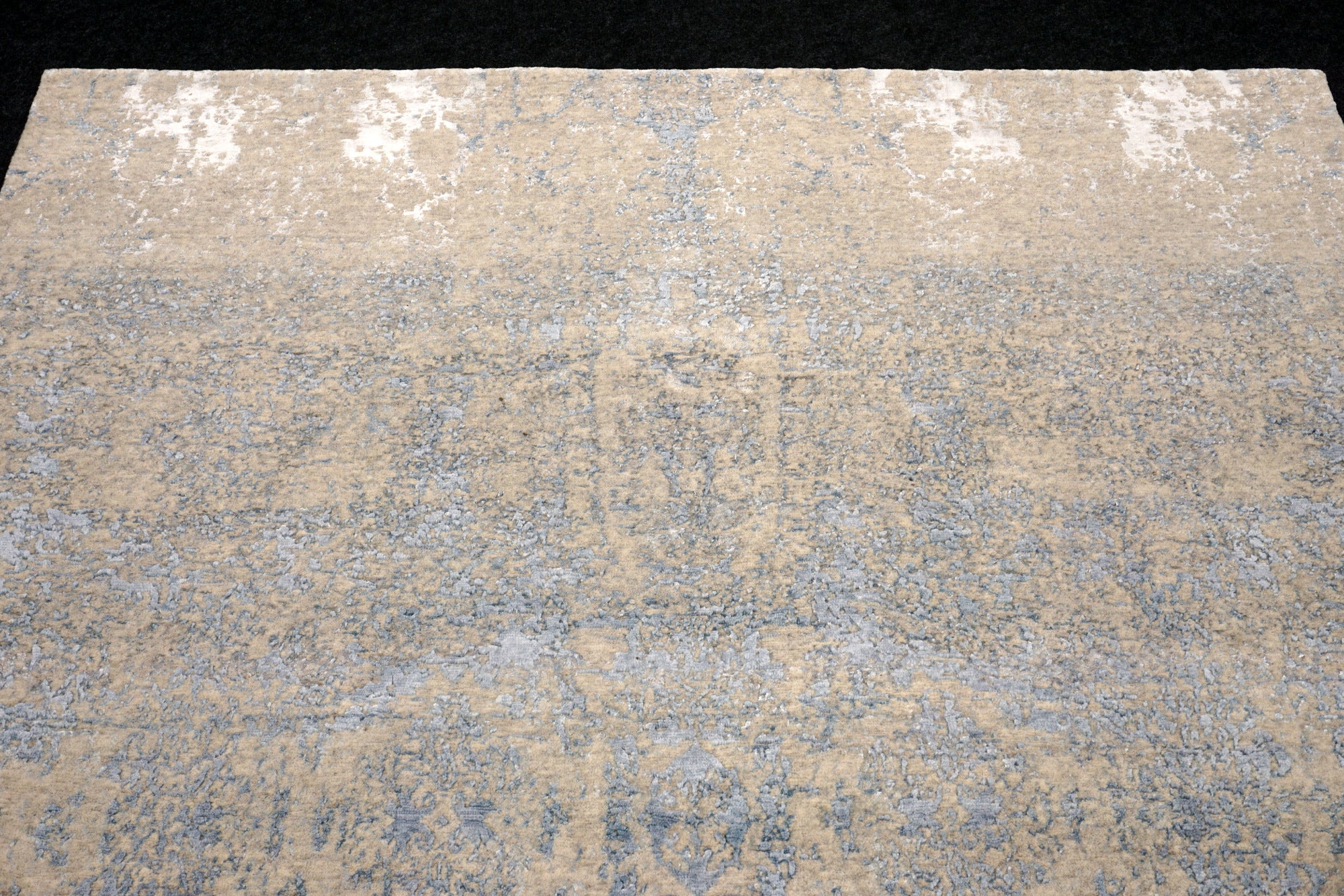 Designerteppich Seide Blau Vintage-Design