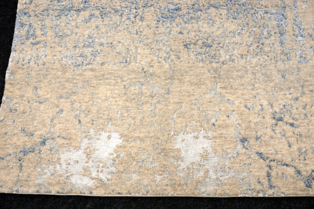 Designerteppich Seide Blau Vintage-Design