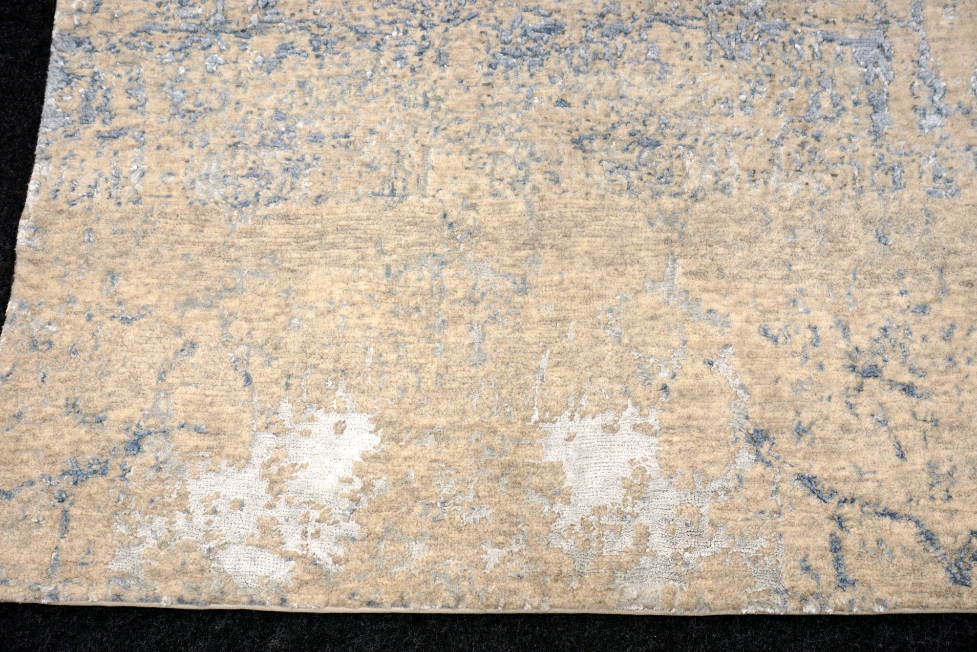 Designerteppich Seide Blau Vintage-Design