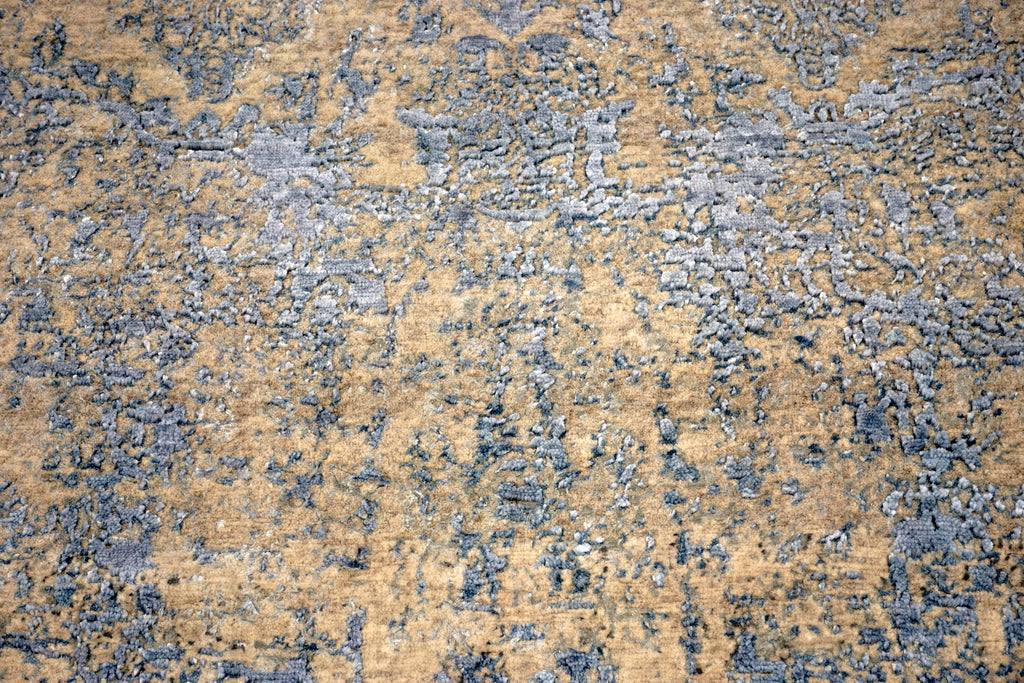 Designerteppich Seide Blau Vintage-Design