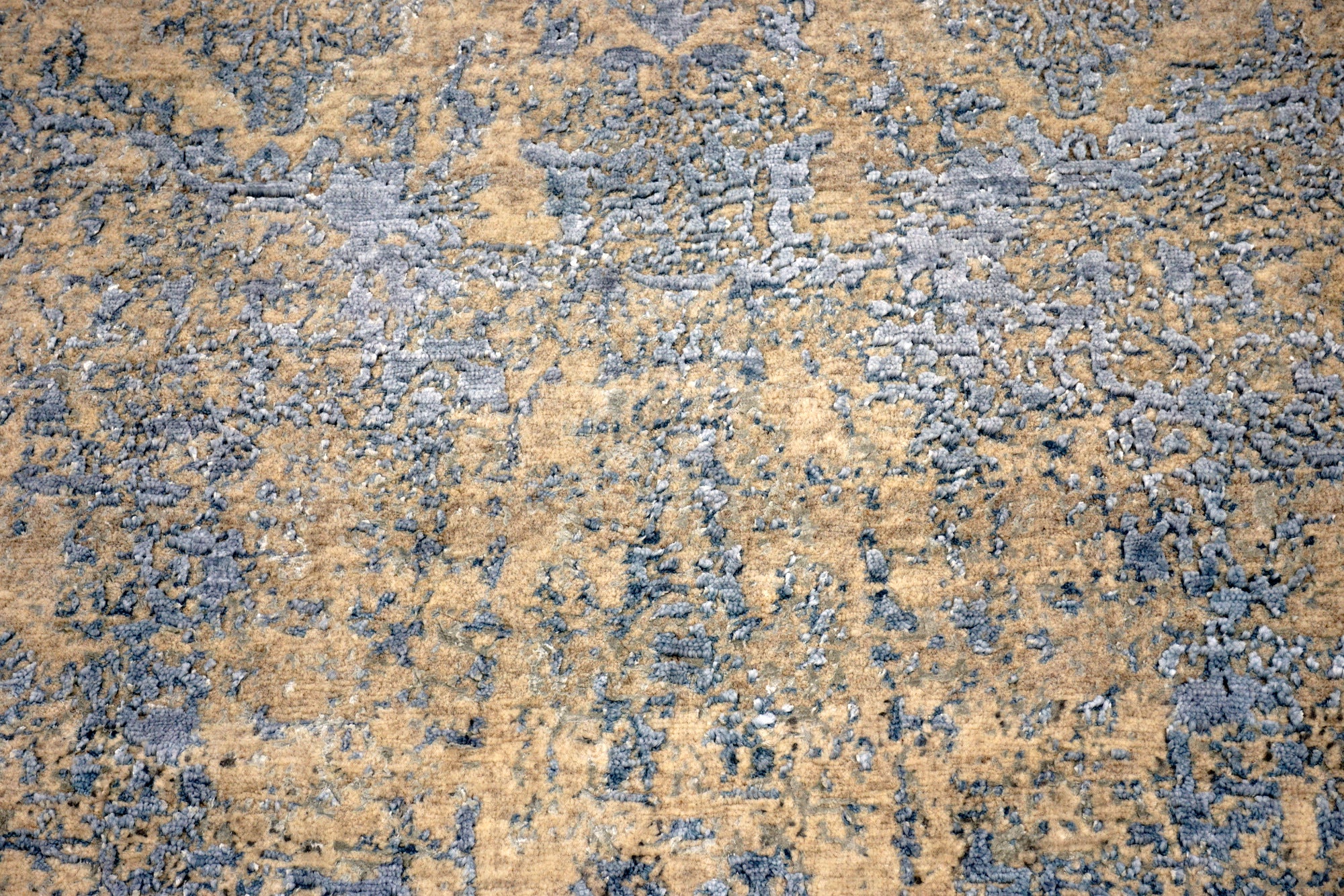 Designerteppich Seide Blau Vintage-Design