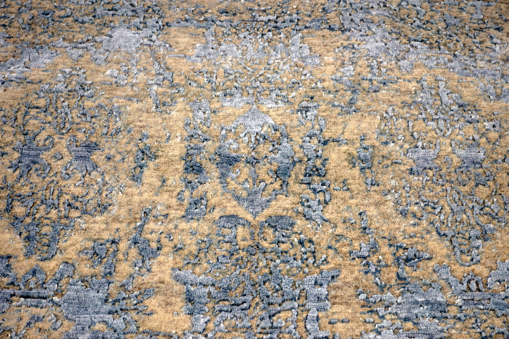 Designerteppich Seide Blau Vintage-Design