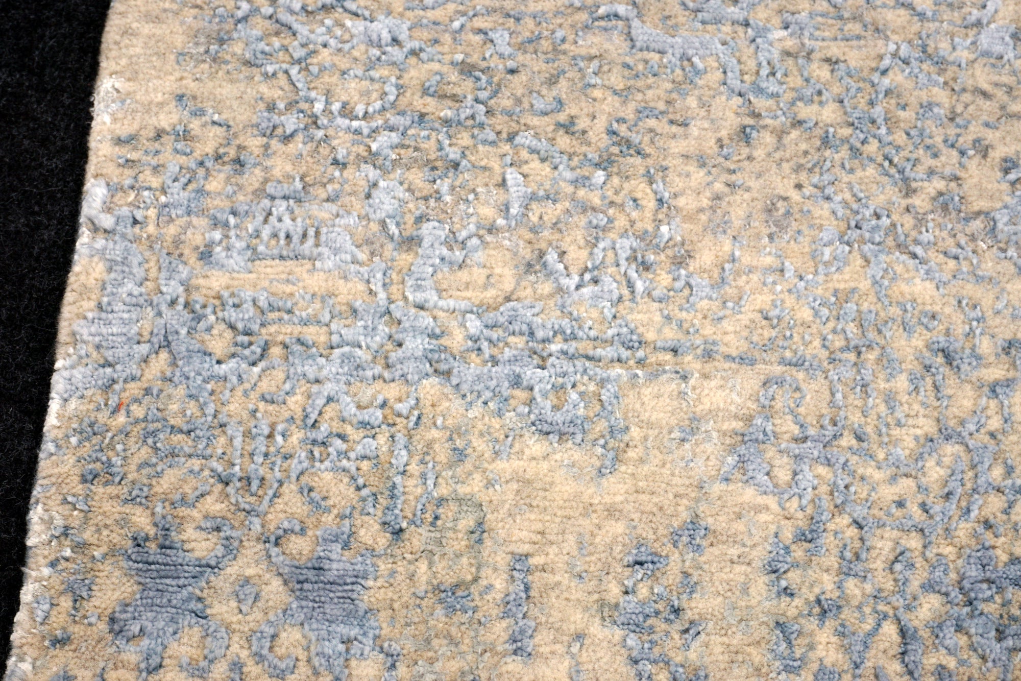 Designerteppich Seide Blau Vintage-Design