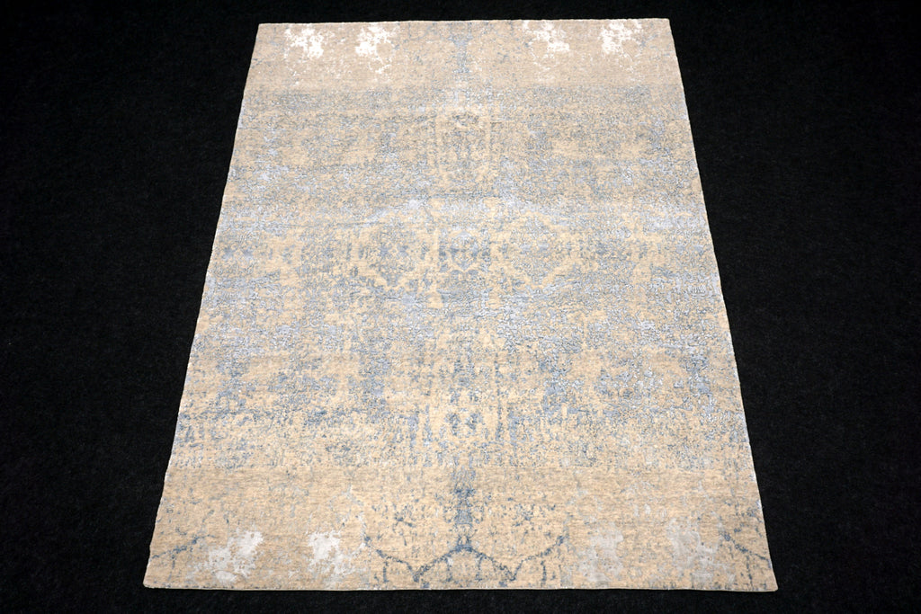Designerteppich Seide Blau Vintage-Design