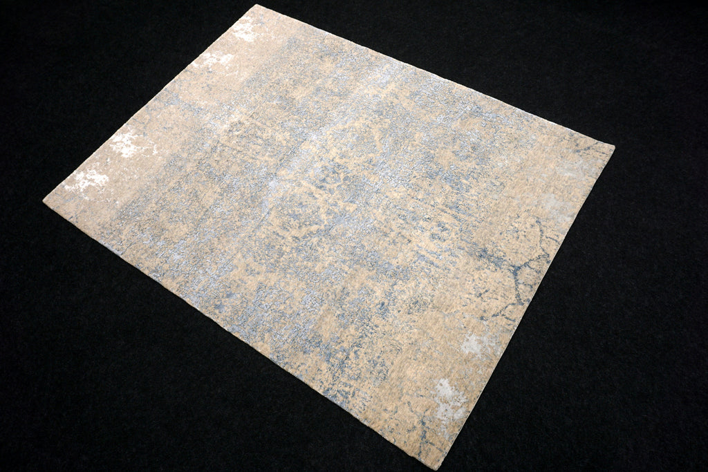 Designerteppich Seide Blau Vintage-Design