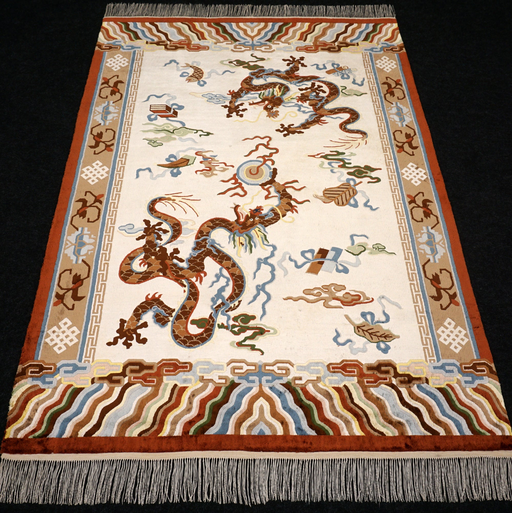 China Drachen Motiv Seidenteppich 184 x 124 cm Orient Teppich