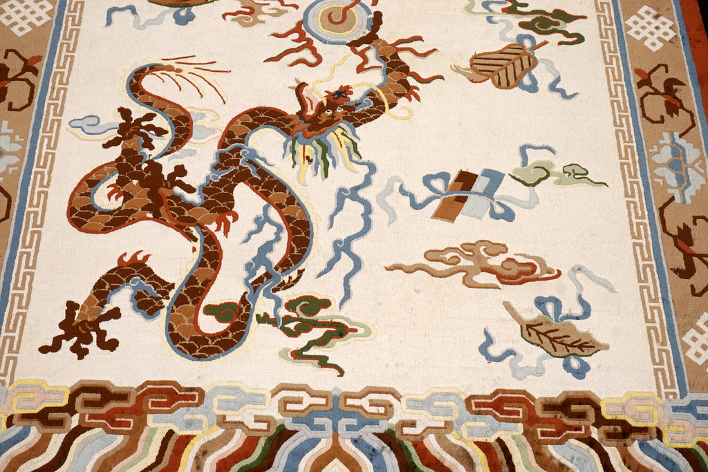 China Drachen Motiv Seidenteppich 184 x 124 cm Orient Teppich