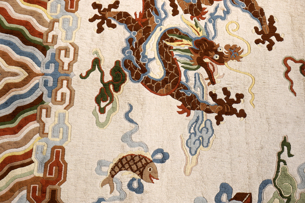 China Drachen Motiv Seidenteppich 184 x 124 cm Orient Teppich