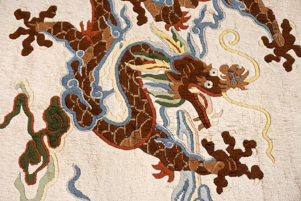 China Drachen Motiv Seidenteppich 184 x 124 cm Orient Teppich