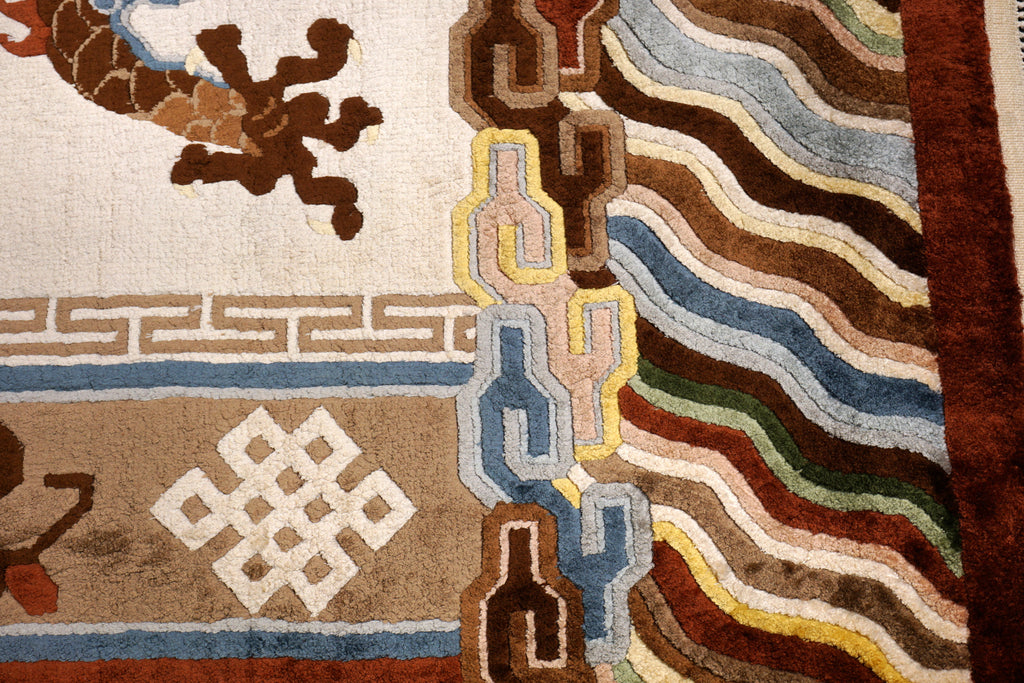 China Drachen Motiv Seidenteppich 184 x 124 cm Orient Teppich