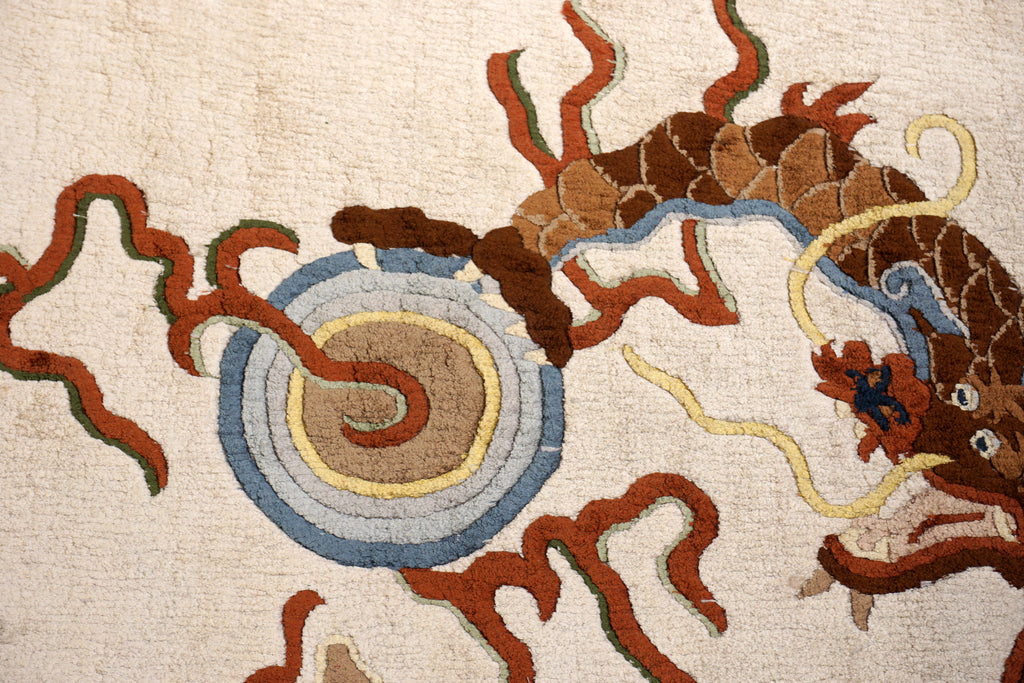 China Drachen Motiv Seidenteppich 184 x 124 cm Orient Teppich