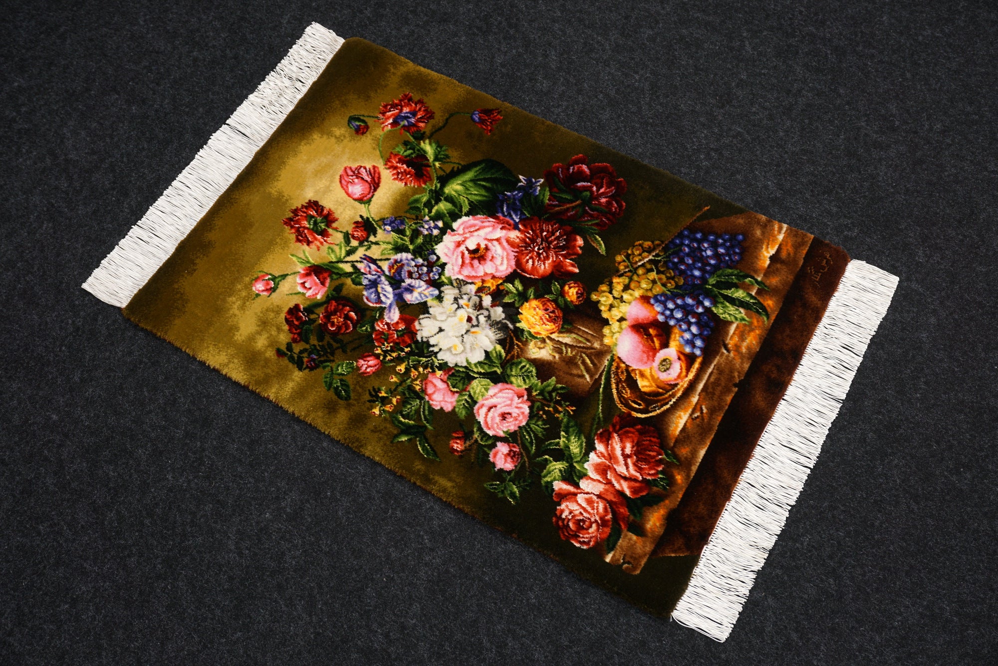 Täbriz Blumenstrauß Teppich 70 x 50 cm Perserteppich Handgeknüpft