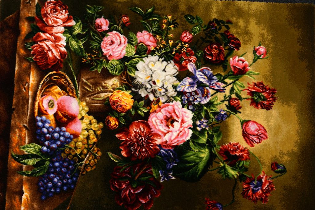 Täbriz Blumenstrauß Teppich 70 x 50 cm Perserteppich Handgeknüpft
