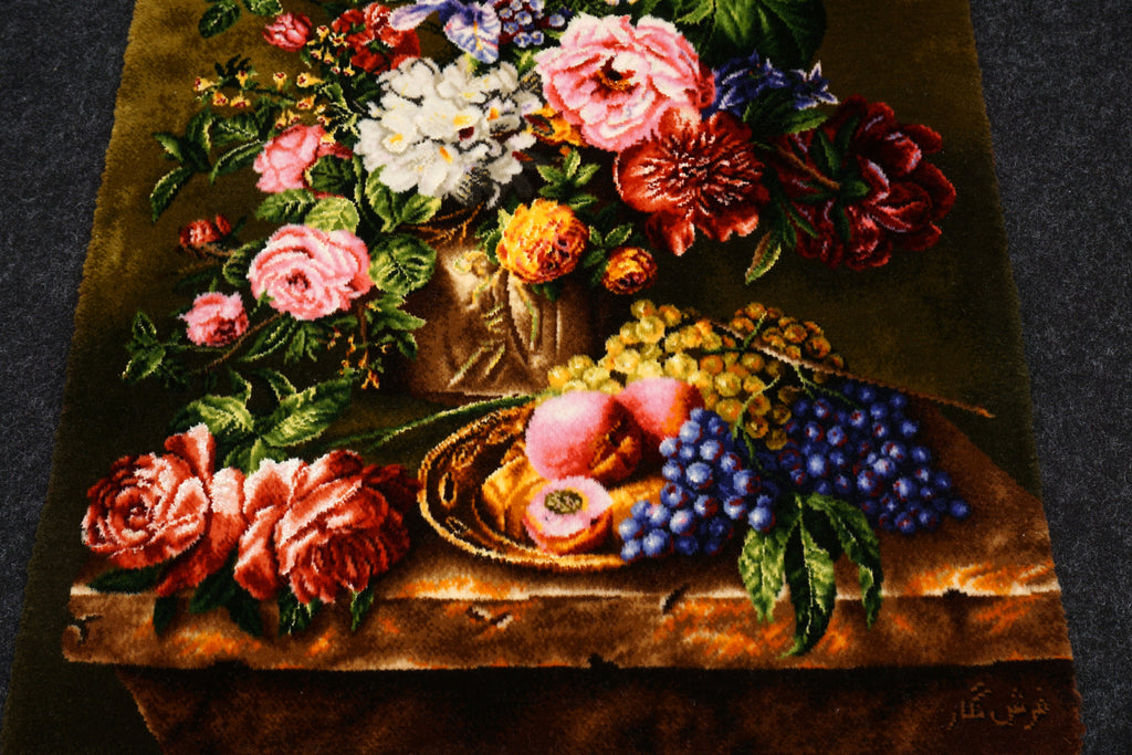 Täbriz Blumenstrauß Teppich 70 x 50 cm Perserteppich Handgeknüpft