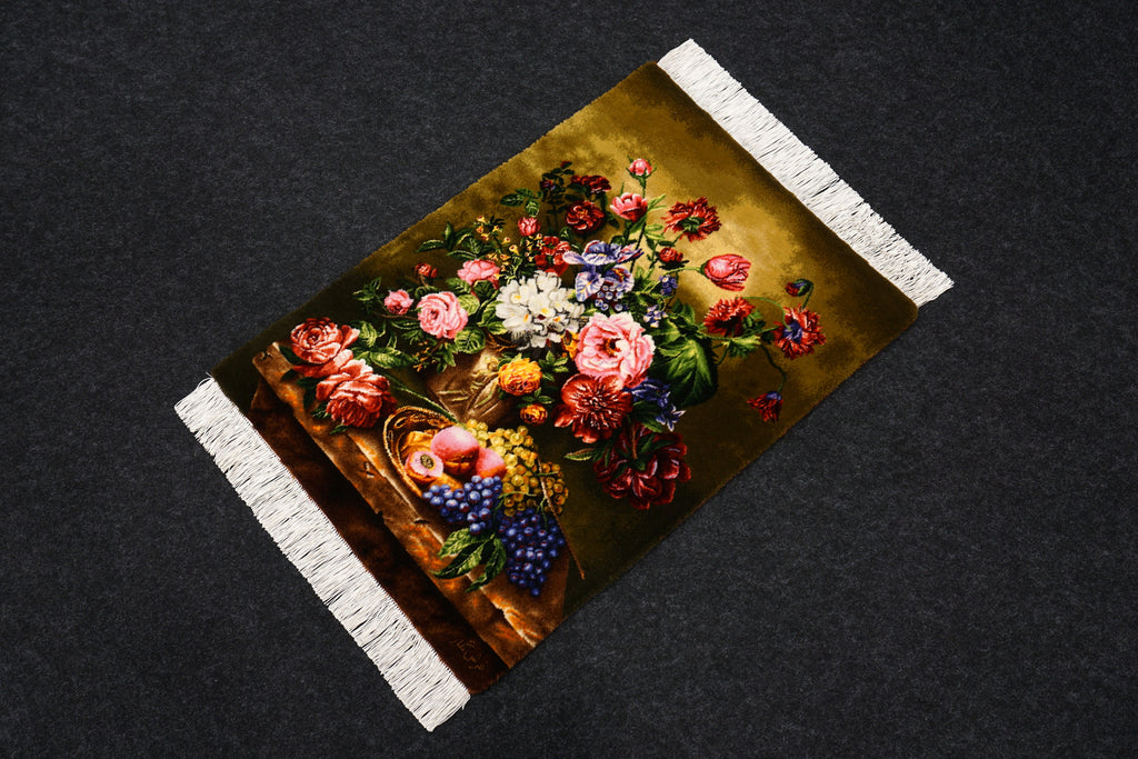 Täbriz Blumenstrauß Teppich 70 x 50 cm Perserteppich Handgeknüpft