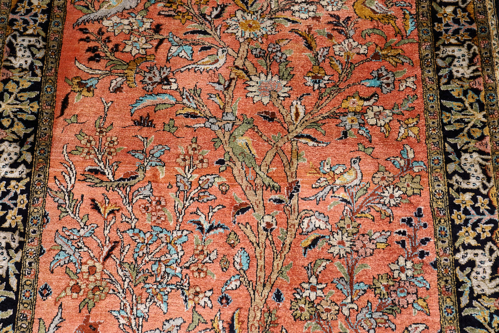 Ghom Seidenteppich - Lebensbaum mit Tiermotiven