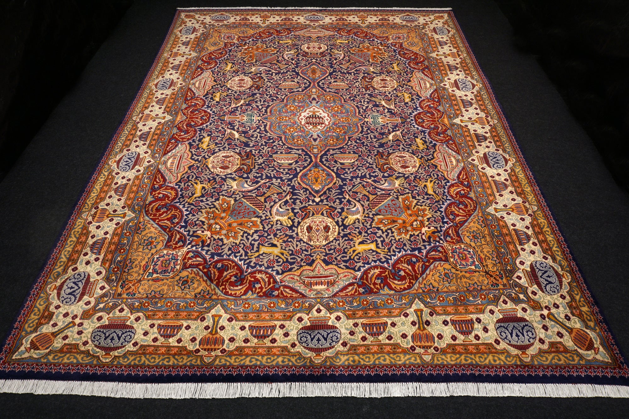 Kaschmar Teppich 390 x 293 cm Bilder Dunkelblau