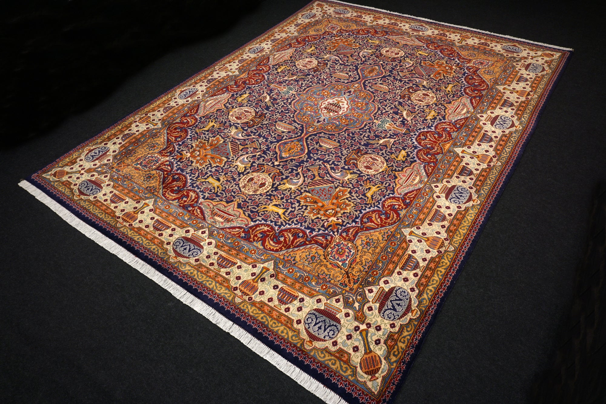 Kaschmar Teppich 390 x 293 cm Bilder Dunkelblau