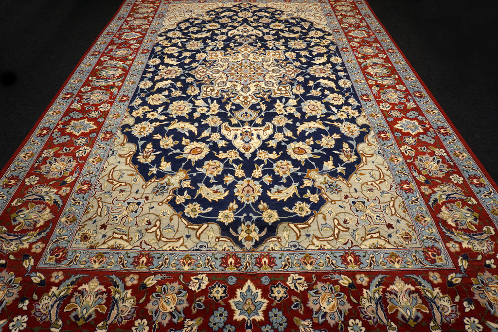 Yazd - Dunkelblau, Rot & Beige - Perserteppich