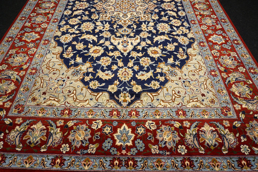 Yazd - Dunkelblau, Rot & Beige - Perserteppich