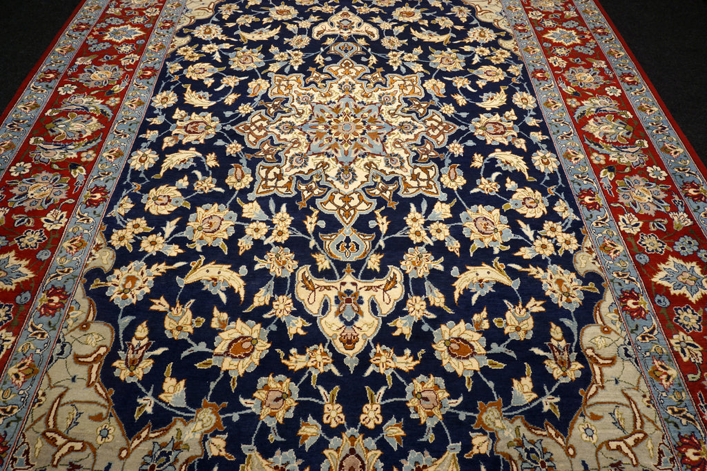 Yazd - Dunkelblau, Rot & Beige - Perserteppich