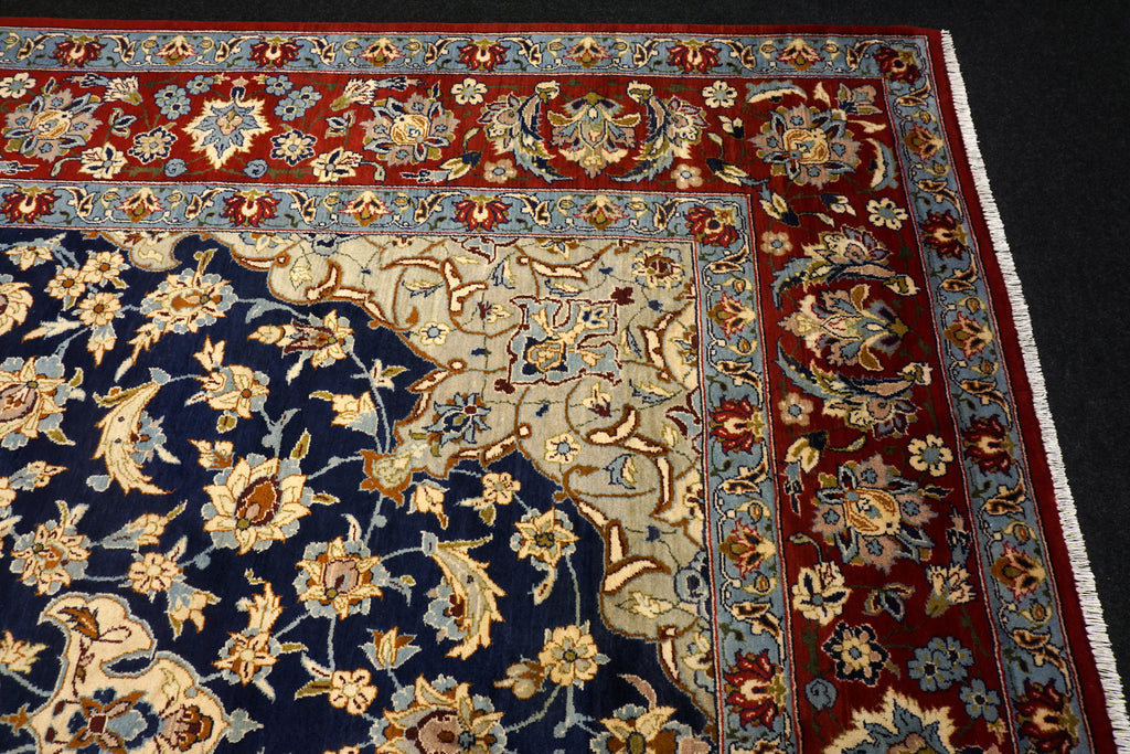 Yazd - Dunkelblau, Rot & Beige - Perserteppich