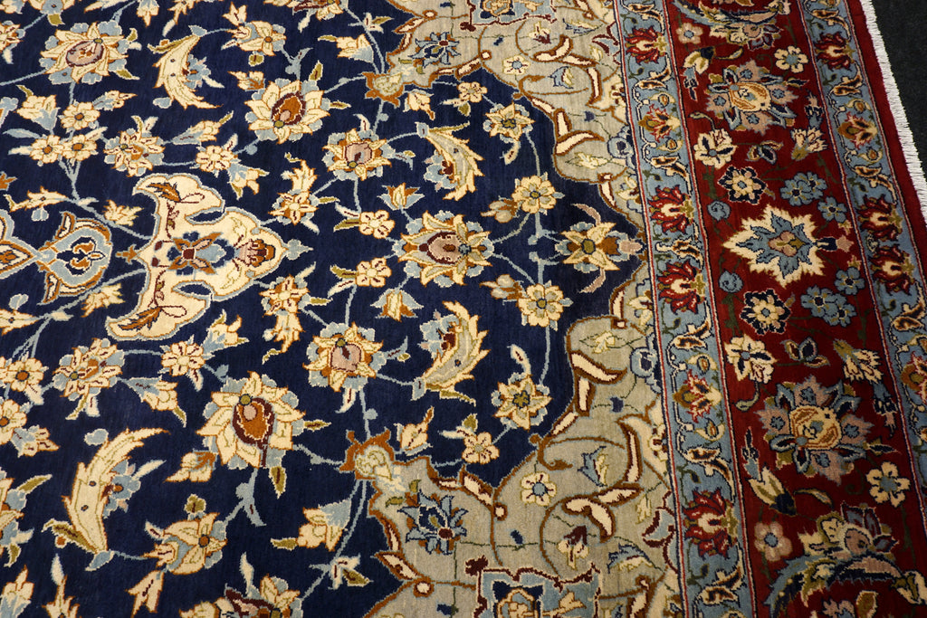 Yazd - Dunkelblau, Rot & Beige - Perserteppich