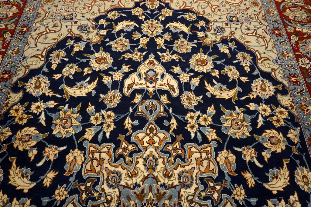 Yazd - Dunkelblau, Rot & Beige - Perserteppich