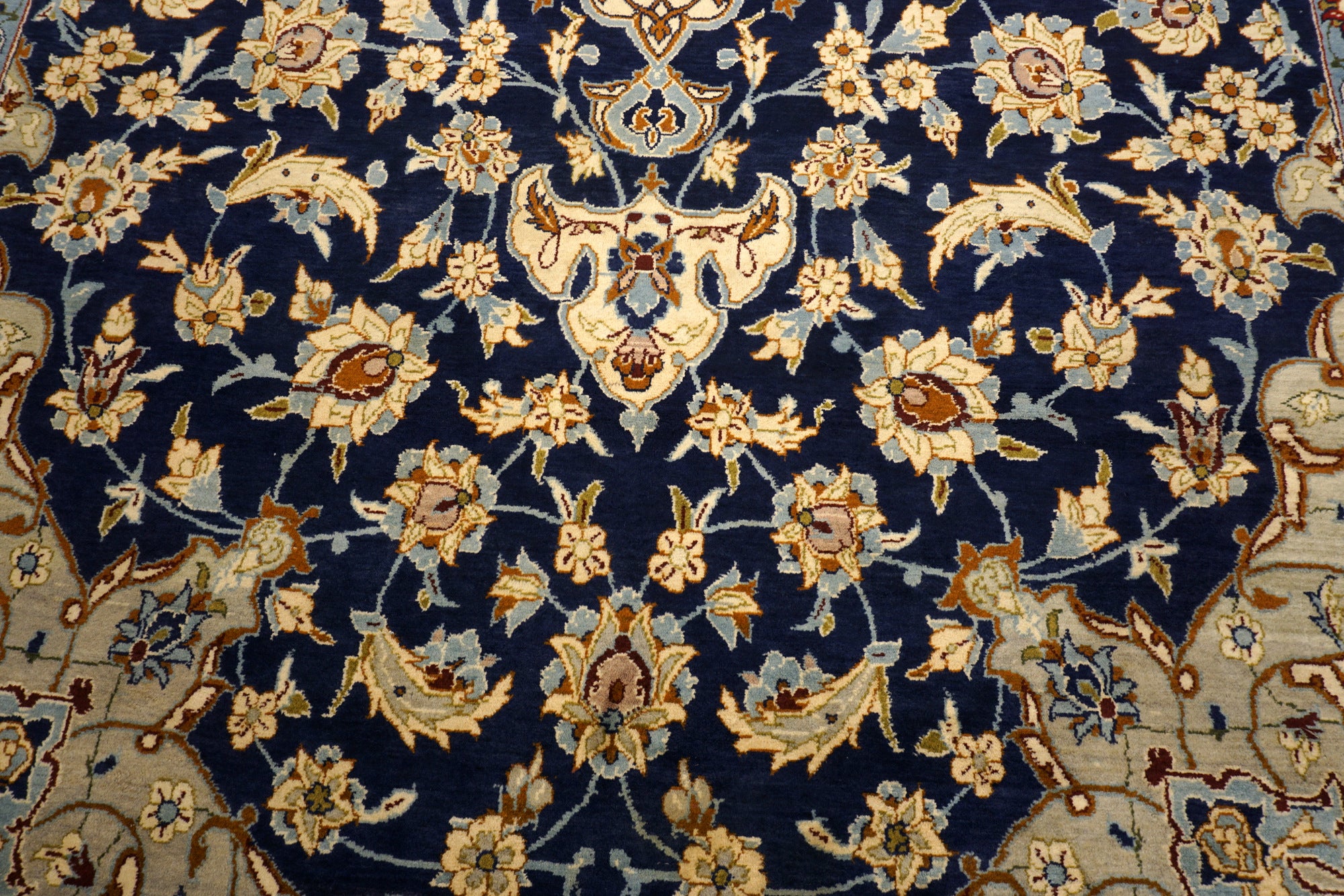 Yazd - Dunkelblau, Rot & Beige - Perserteppich