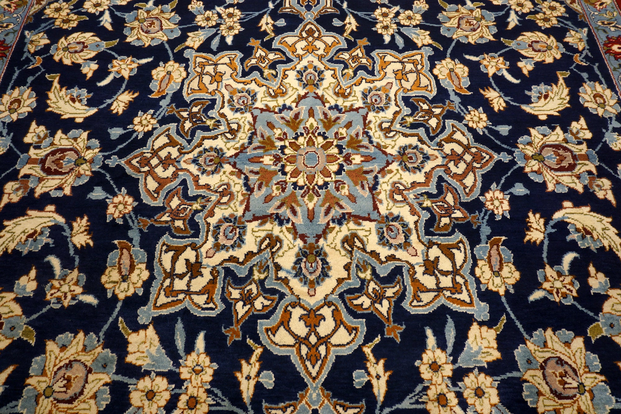 Yazd - Dunkelblau, Rot & Beige - Perserteppich