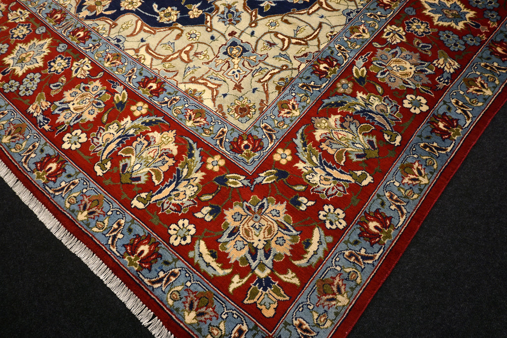 Yazd - Dunkelblau, Rot & Beige - Perserteppich