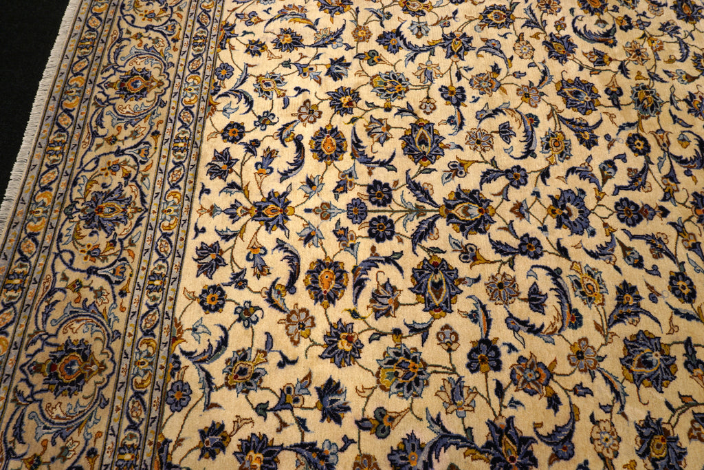 Keschan Perserteppich in Beige, Gold und Blau
