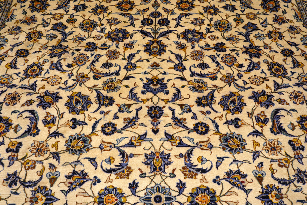 Keschan Perserteppich in Beige, Gold und Blau