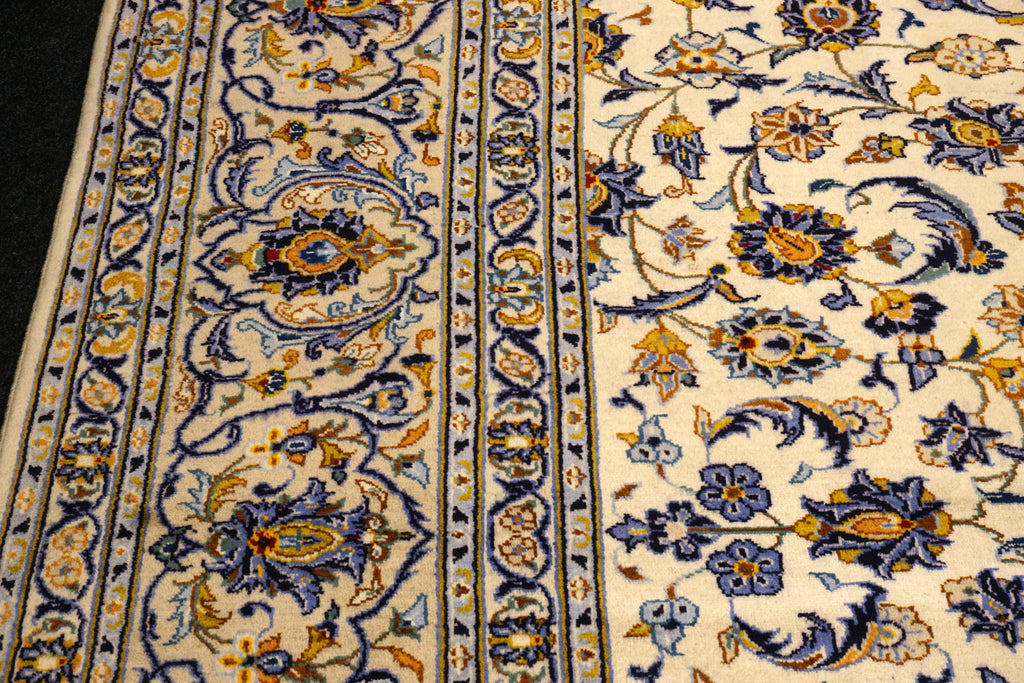 Keschan Perserteppich in Beige, Gold und Blau