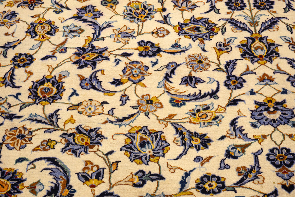 Keschan Perserteppich in Beige, Gold und Blau
