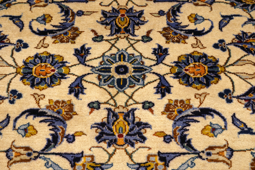 Keschan Perserteppich in Beige, Gold und Blau