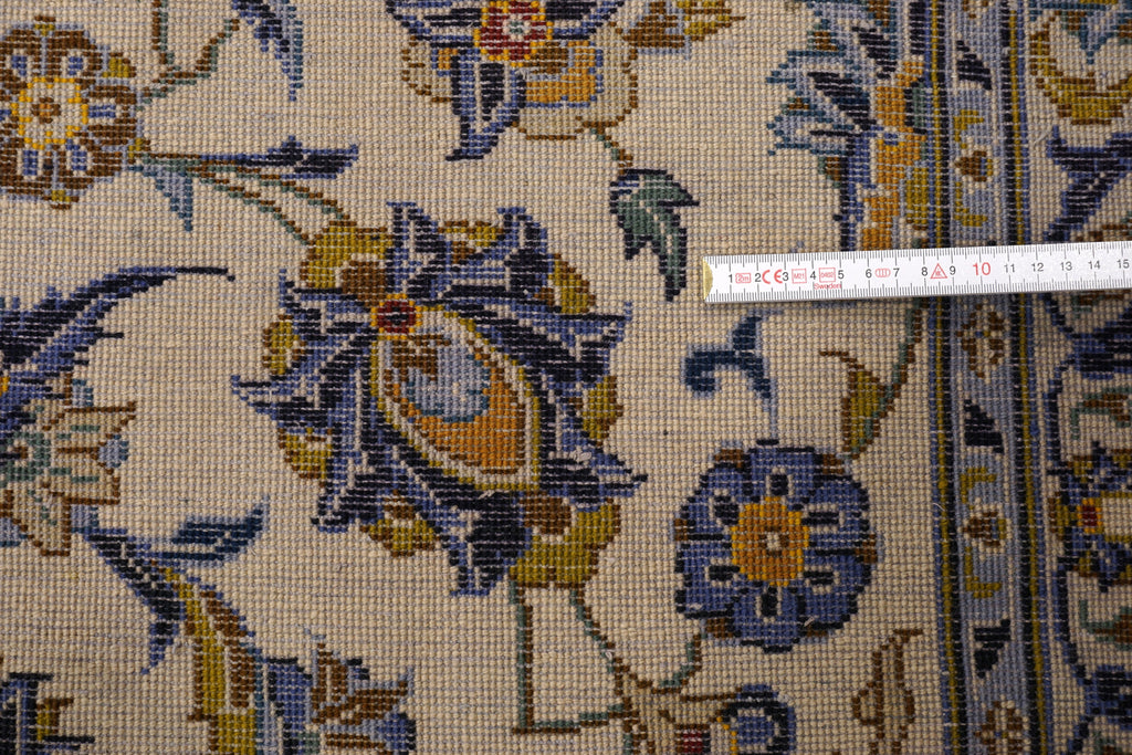 Keschan Perserteppich in Beige, Gold und Blau