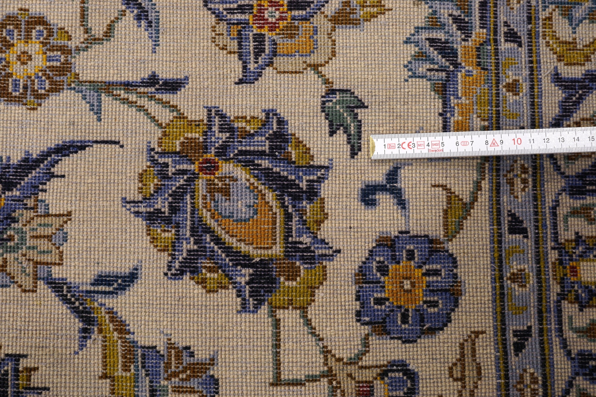 Keschan Perserteppich in Beige, Gold und Blau