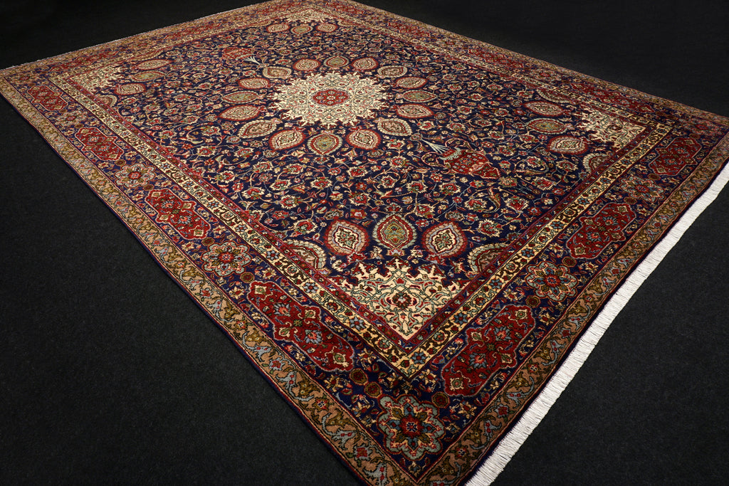 Täbriz Teppich 398 x 303 cm Dunkelblau Blau