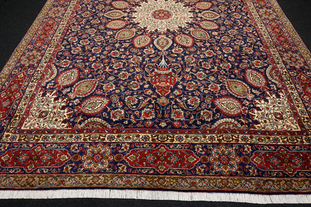 Täbriz Teppich 398 x 303 cm Dunkelblau Blau