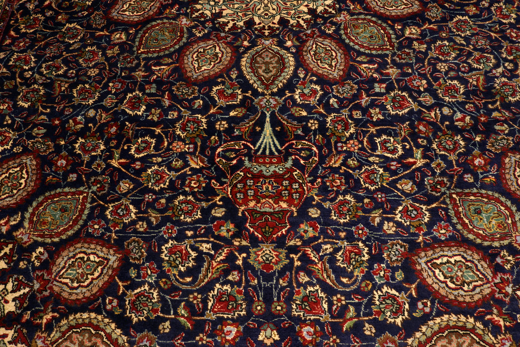 Täbriz Teppich 398 x 303 cm Dunkelblau Blau